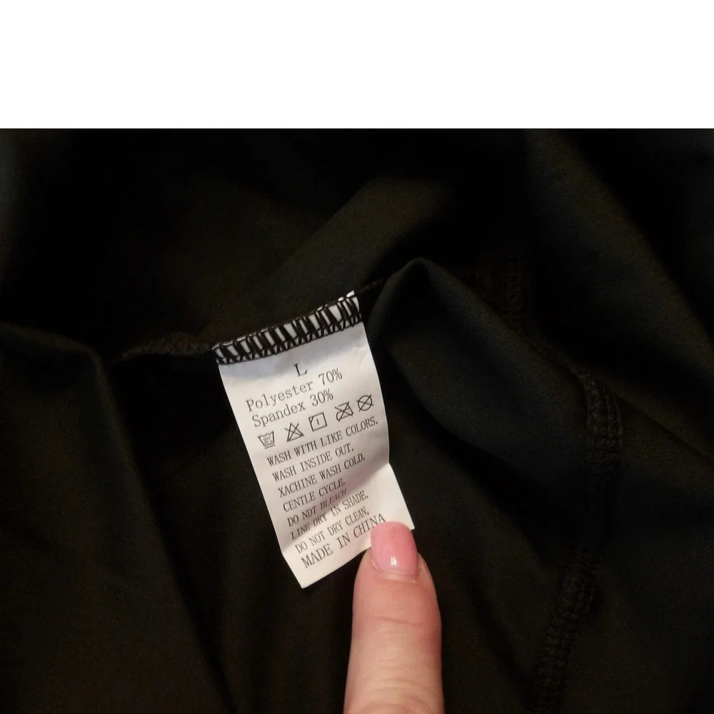Black Leggings‎ with Pockets High Waisted Athletic Yoga Pants Size L/# 3554